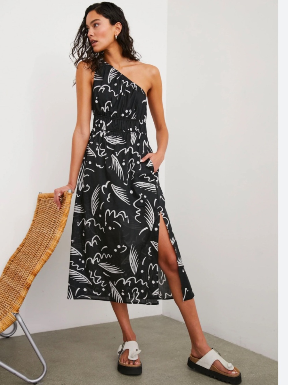 Rails one shoulder midi dress